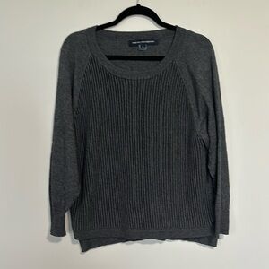 French Connection Crew Neck Ribbed Sweater Wool/Angora Blend Charcoal Medium